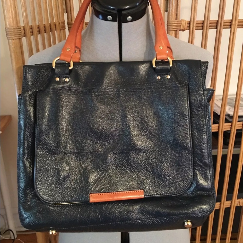 Orla Kiely Navy and Tan Crossbody Bag - Picture 9 of 15